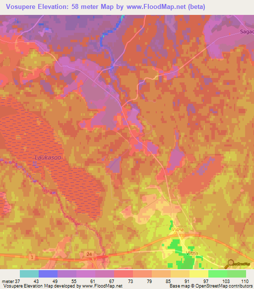 Vosupere,Estonia Elevation Map