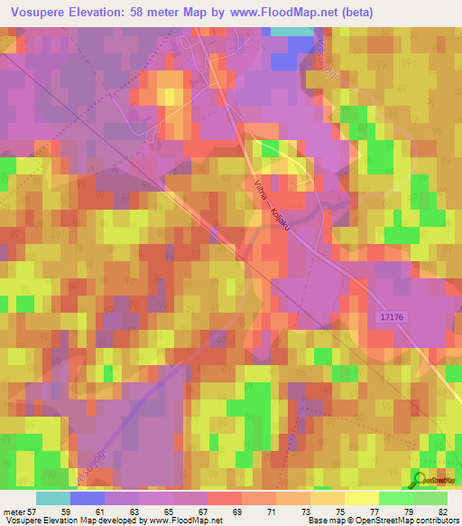 Vosupere,Estonia Elevation Map