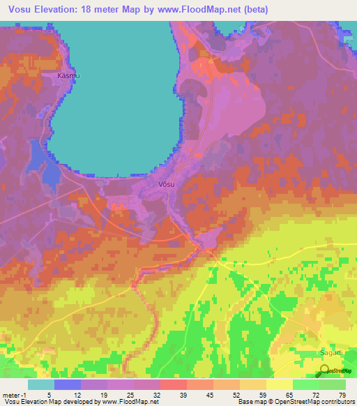 Vosu,Estonia Elevation Map