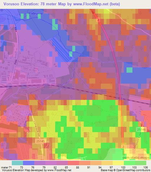 Vorusoo,Estonia Elevation Map