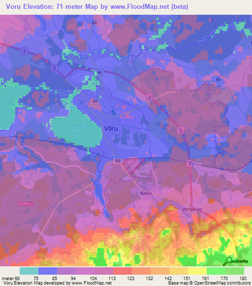 Voru,Estonia Elevation Map