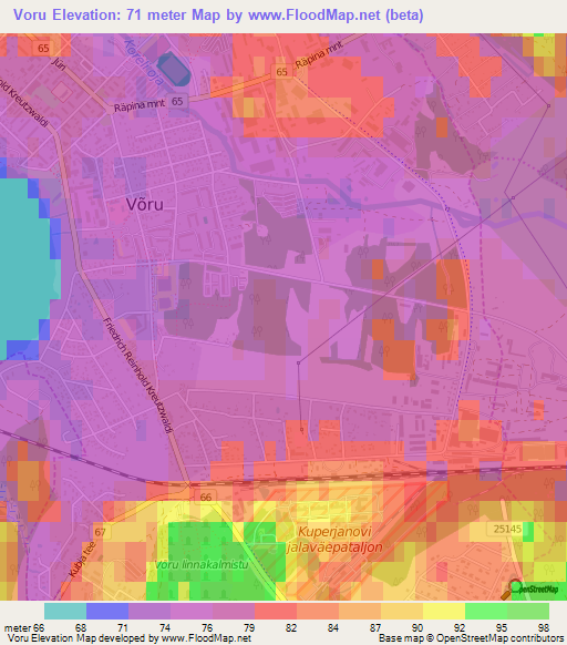 Voru,Estonia Elevation Map