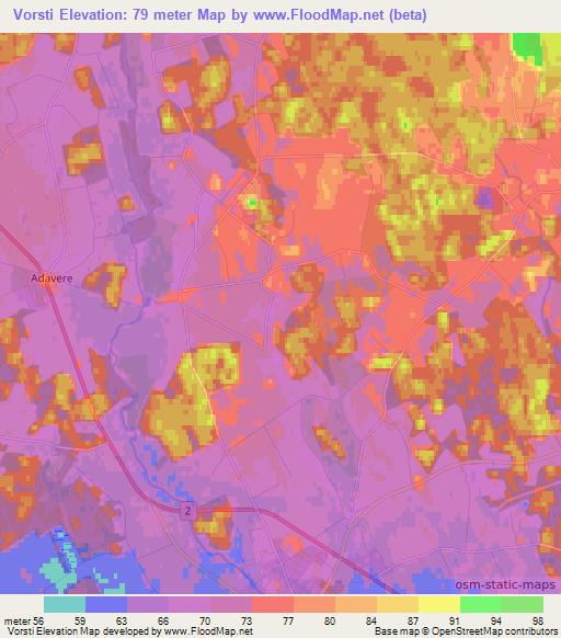 Vorsti,Estonia Elevation Map