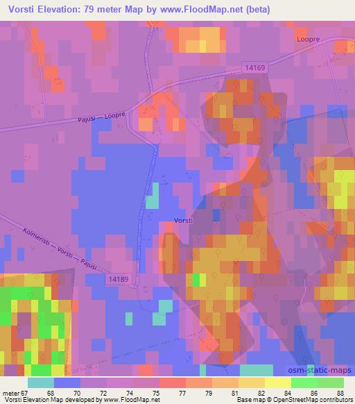 Vorsti,Estonia Elevation Map