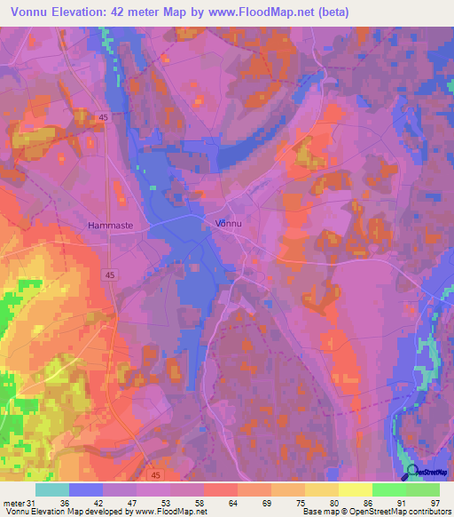 Vonnu,Estonia Elevation Map