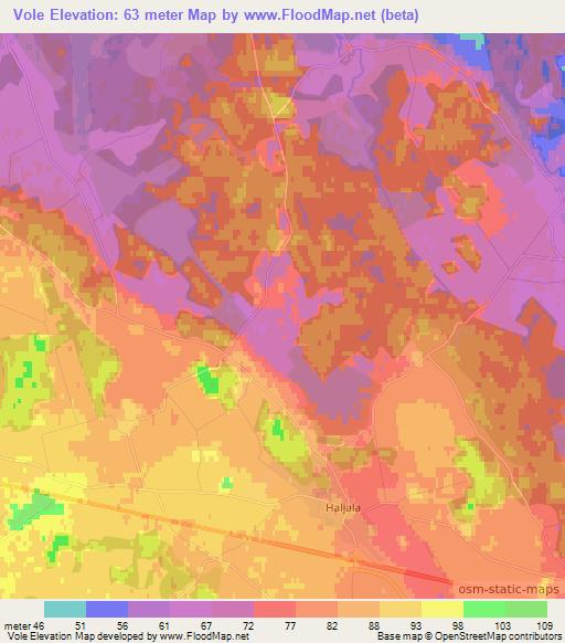 Vole,Estonia Elevation Map