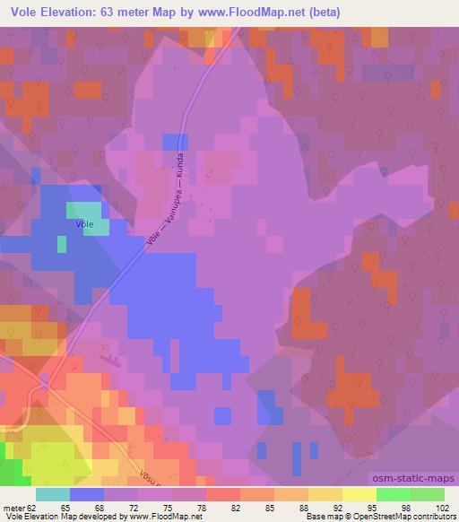Vole,Estonia Elevation Map
