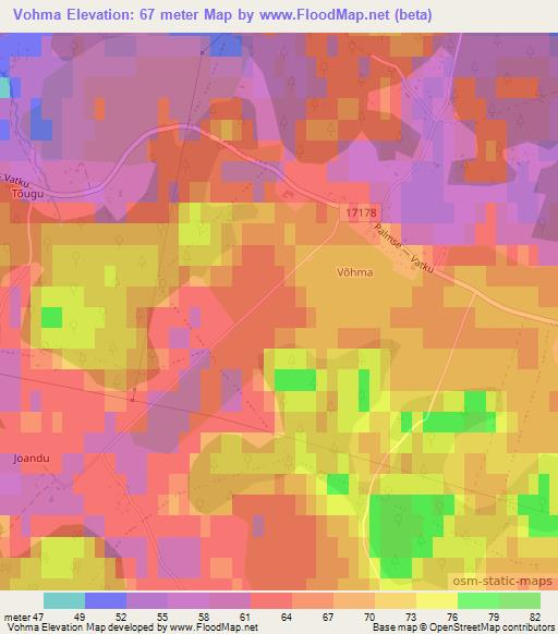 Vohma,Estonia Elevation Map