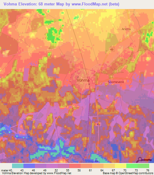 Vohma,Estonia Elevation Map