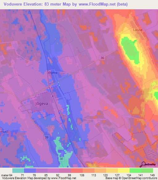 Voduvere,Estonia Elevation Map