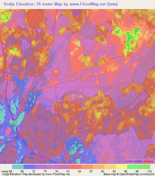 Vodja,Estonia Elevation Map