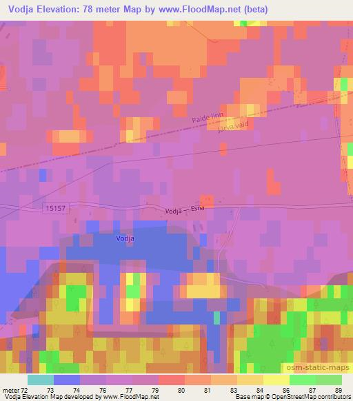 Vodja,Estonia Elevation Map