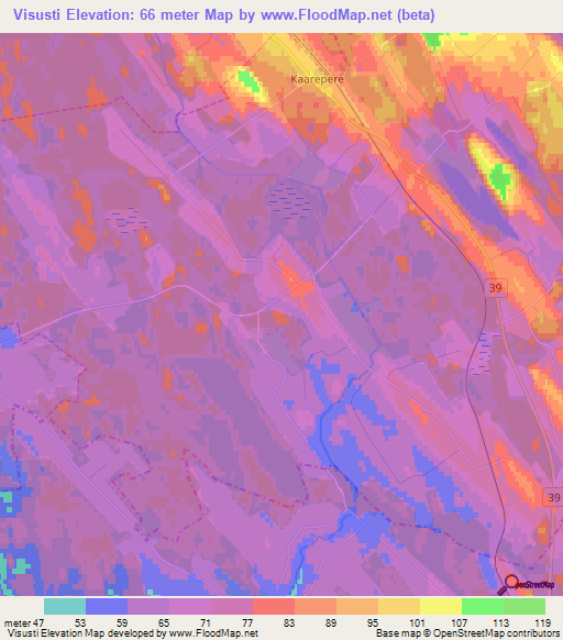 Visusti,Estonia Elevation Map