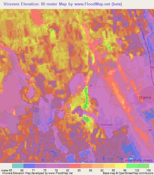 Viruvere,Estonia Elevation Map