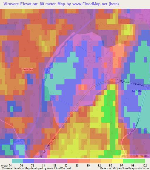 Viruvere,Estonia Elevation Map