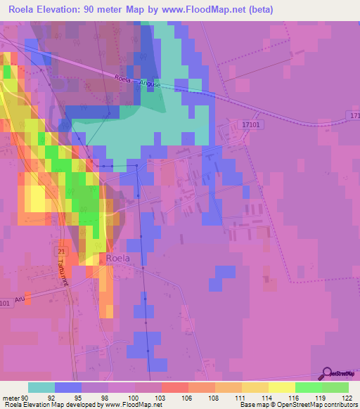 Roela,Estonia Elevation Map