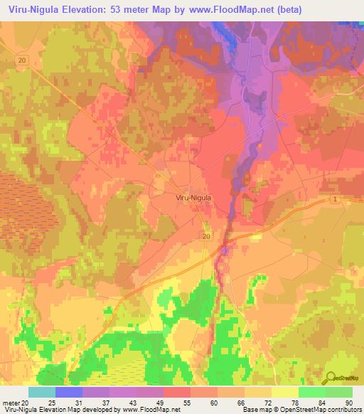 Viru-Nigula,Estonia Elevation Map
