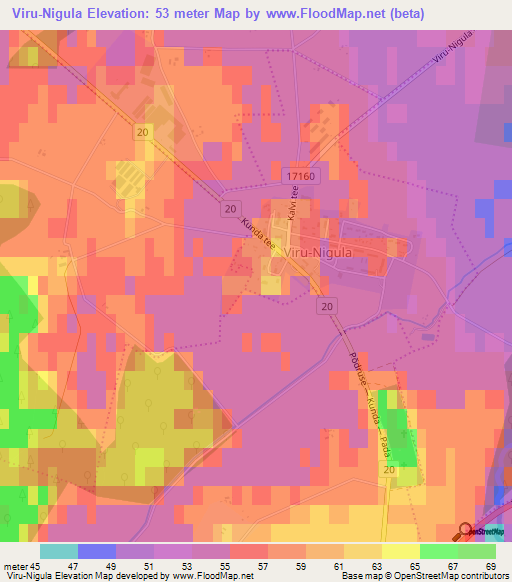 Viru-Nigula,Estonia Elevation Map