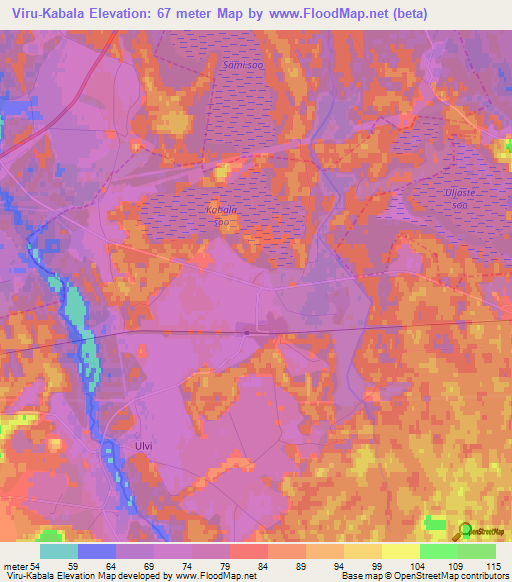 Viru-Kabala,Estonia Elevation Map
