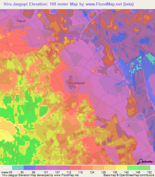 Viru-Jaagupi,Estonia Elevation Map