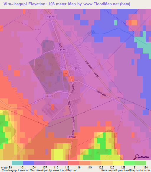 Viru-Jaagupi,Estonia Elevation Map