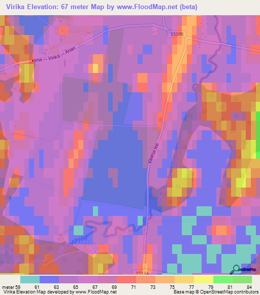 Virika,Estonia Elevation Map