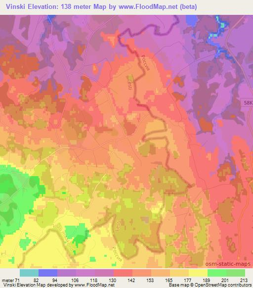 Vinski,Estonia Elevation Map
