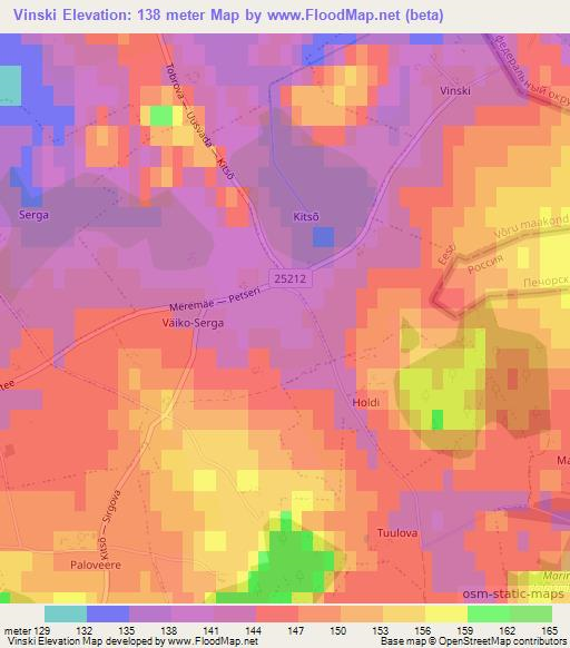 Vinski,Estonia Elevation Map