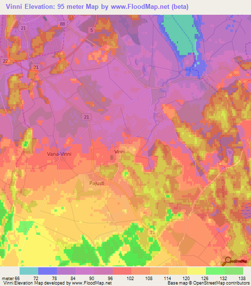 Vinni,Estonia Elevation Map