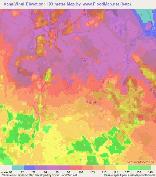 Vana-Vinni,Estonia Elevation Map