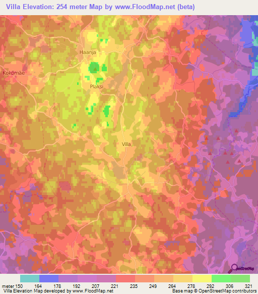 Villa,Estonia Elevation Map
