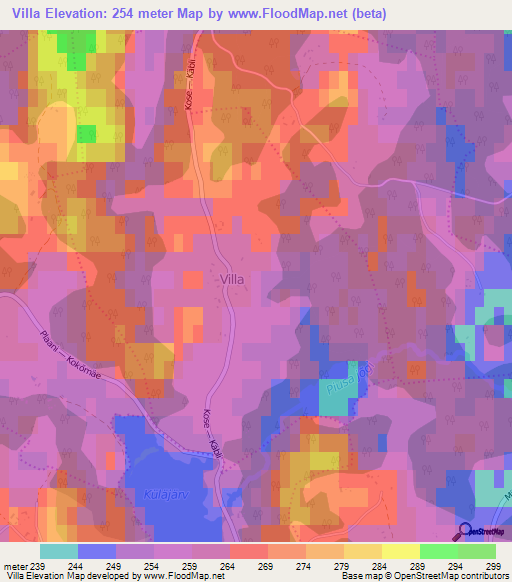 Villa,Estonia Elevation Map