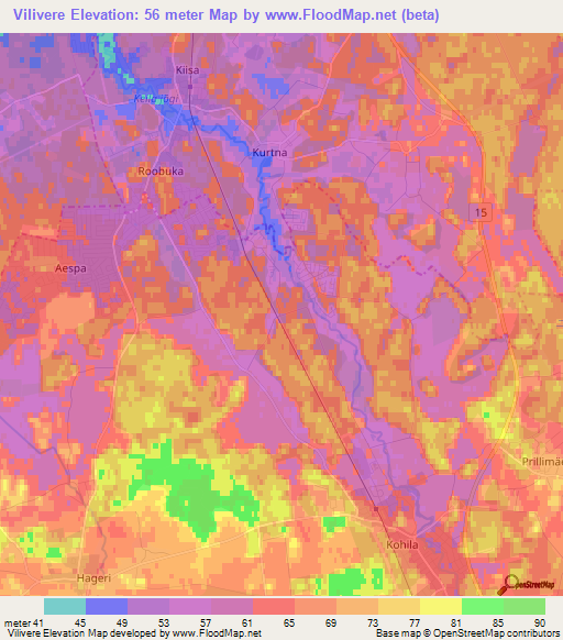 Vilivere,Estonia Elevation Map