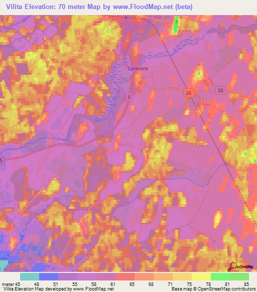 Vilita,Estonia Elevation Map