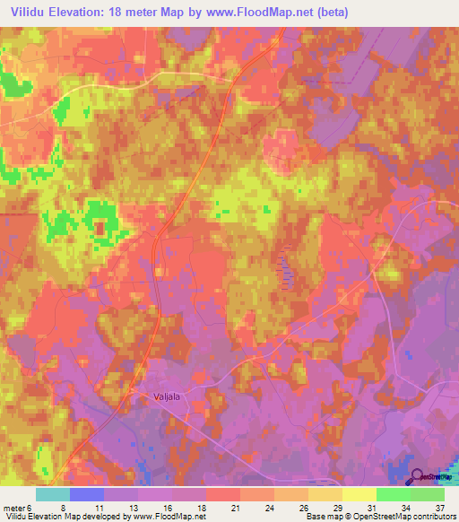 Vilidu,Estonia Elevation Map