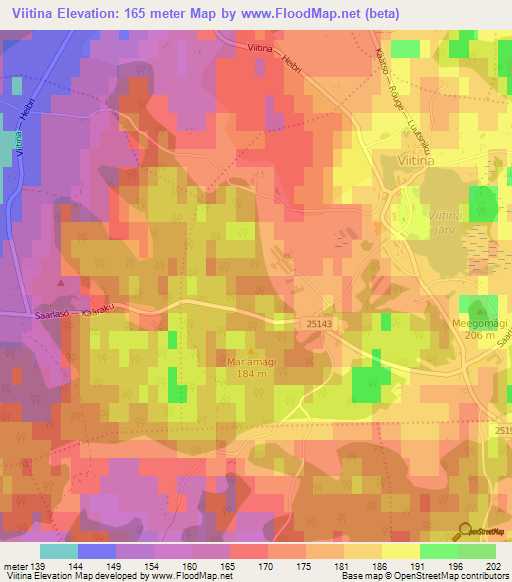 Viitina,Estonia Elevation Map