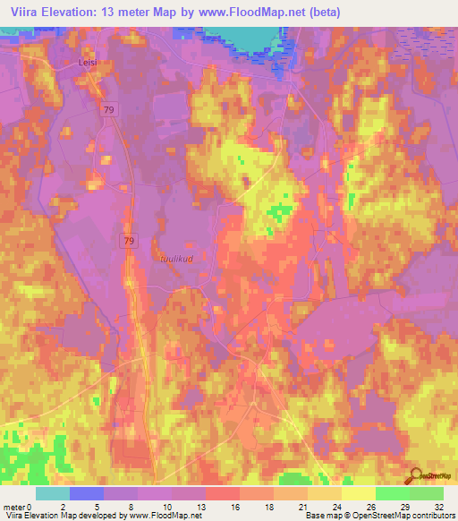 Viira,Estonia Elevation Map