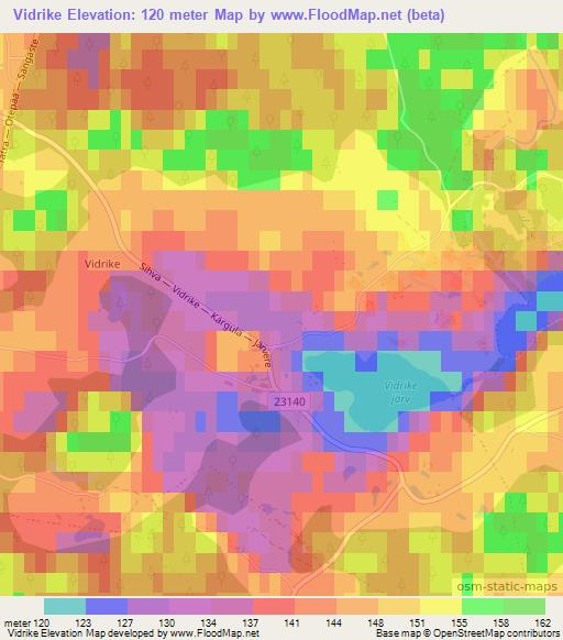Vidrike,Estonia Elevation Map