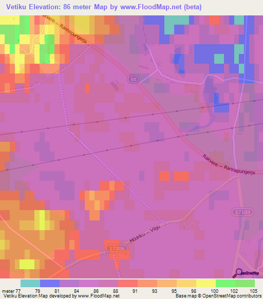 Vetiku,Estonia Elevation Map