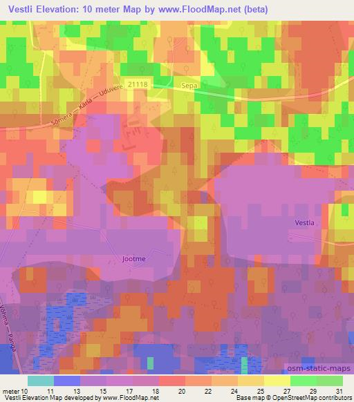 Vestli,Estonia Elevation Map