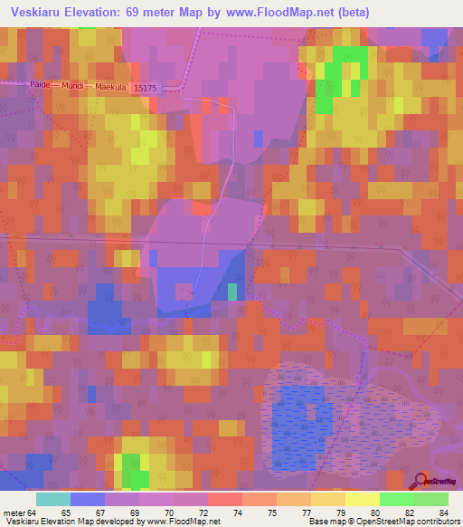 Veskiaru,Estonia Elevation Map