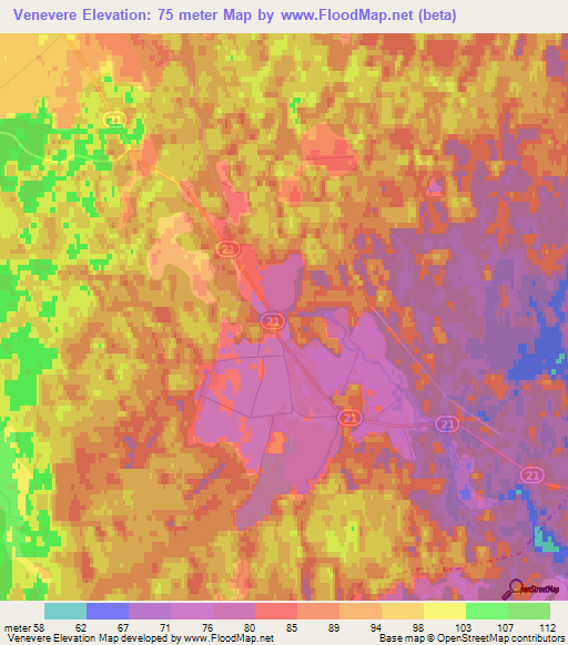 Venevere,Estonia Elevation Map