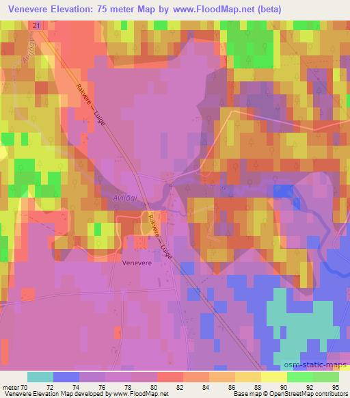 Venevere,Estonia Elevation Map