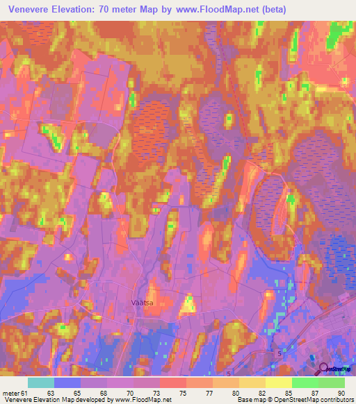 Venevere,Estonia Elevation Map