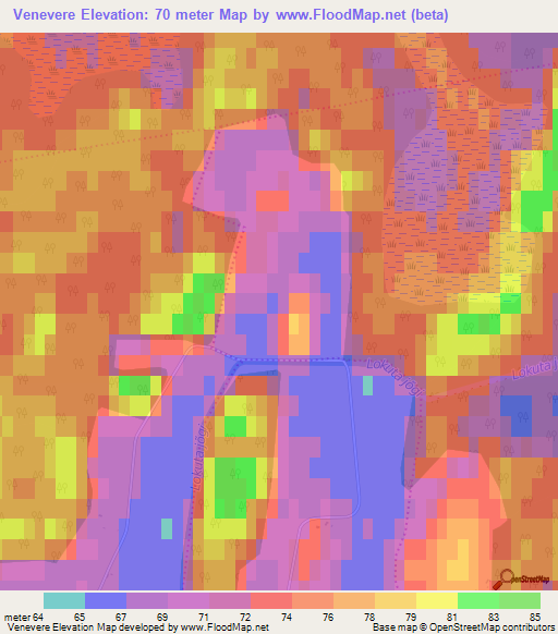 Venevere,Estonia Elevation Map