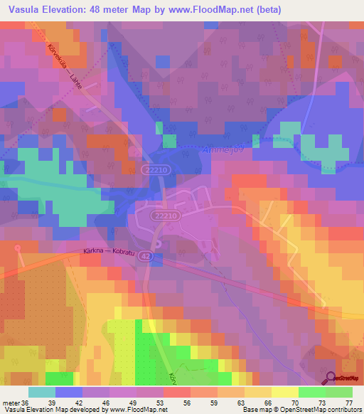Vasula,Estonia Elevation Map