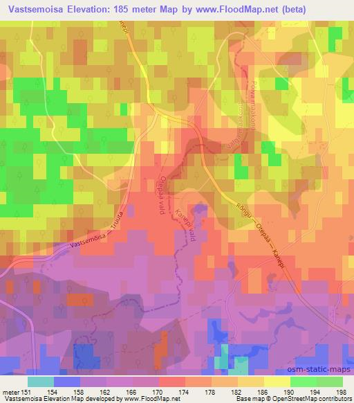 Vastsemoisa,Estonia Elevation Map