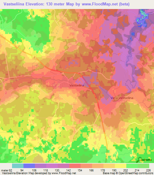 Vastseliina,Estonia Elevation Map