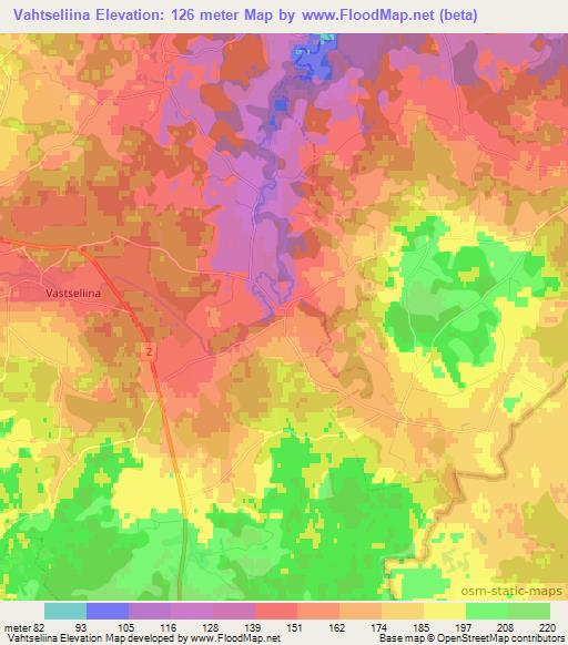 Vahtseliina,Estonia Elevation Map