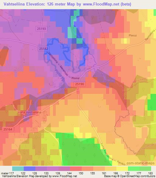 Vahtseliina,Estonia Elevation Map